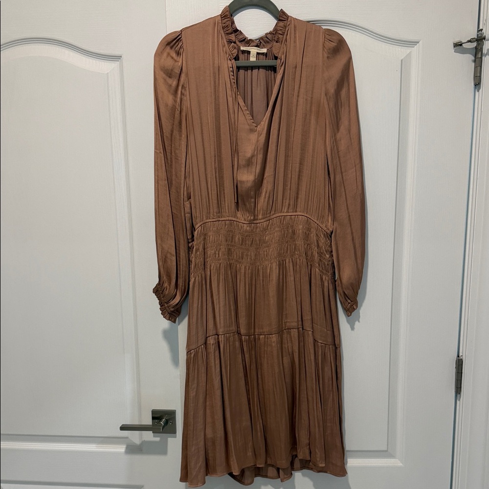 Women's Mauve Pink Long-Sleeve Tiered Midi Dress